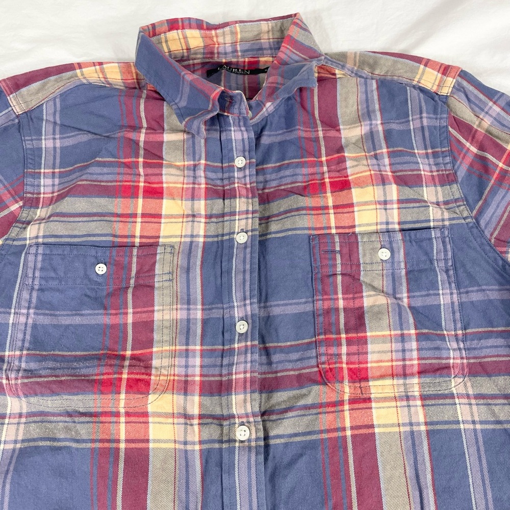 VTG Lauren Ralph Lauren Women Multicolor Long Sleeve Button Up Shirt Size XL - Picture 8 of 10